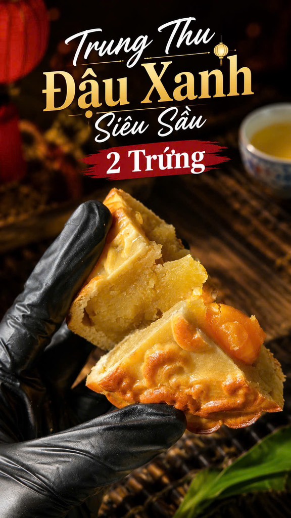 TRUNG THU ĐẬU XANH SIÊU SẦU 2 TRỨNG (cái 200-220gr)
