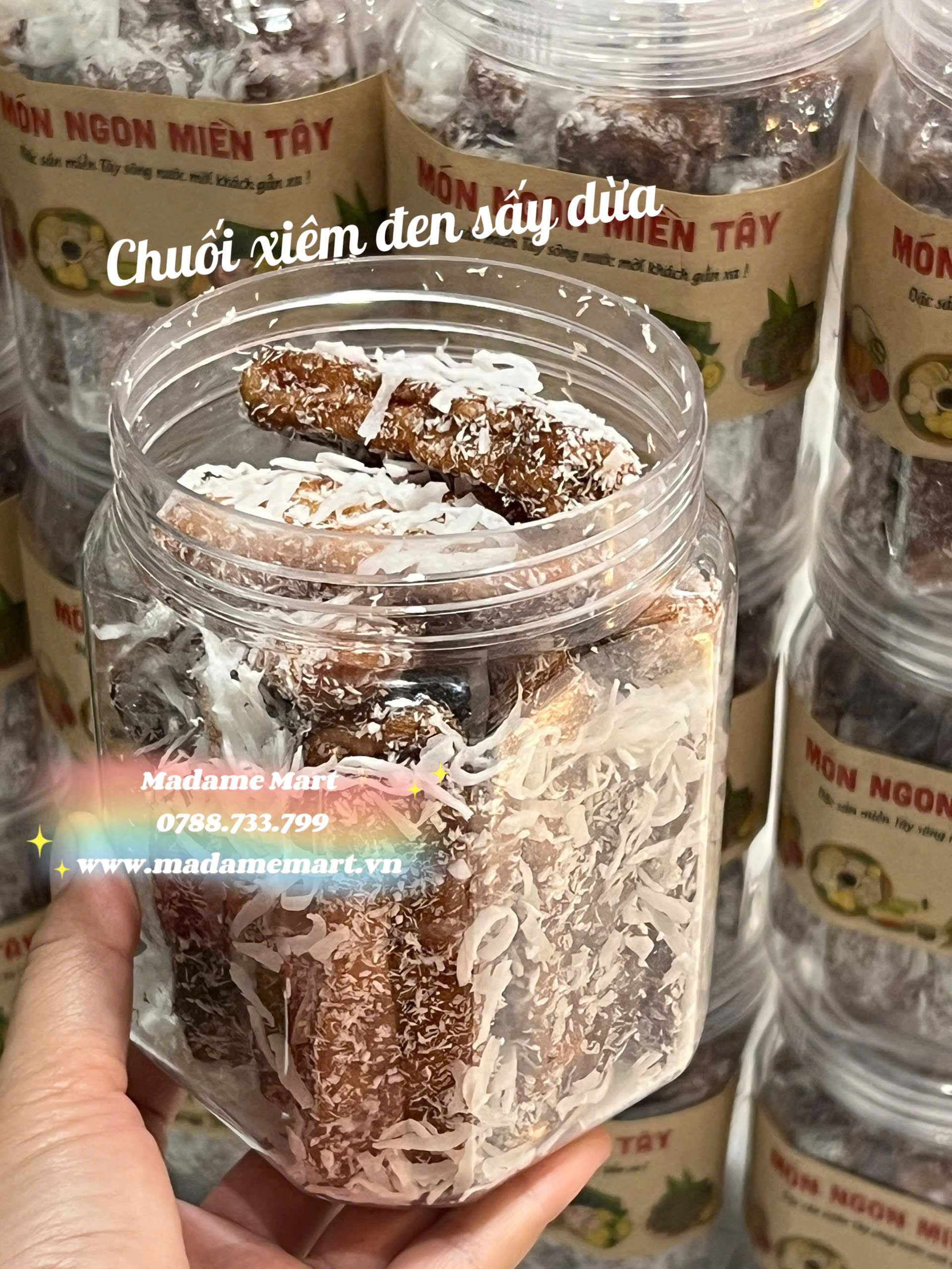 CHUỐI XIÊM ĐEN SẤY DỪA (Hũ 500G)
