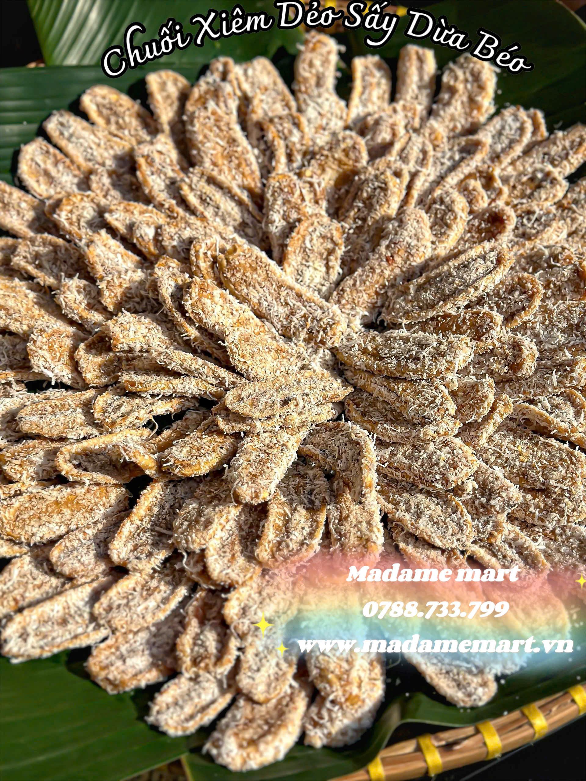 CHUỐI XIÊM DẺO SẤY DỪA BÉO (Gói 500G)