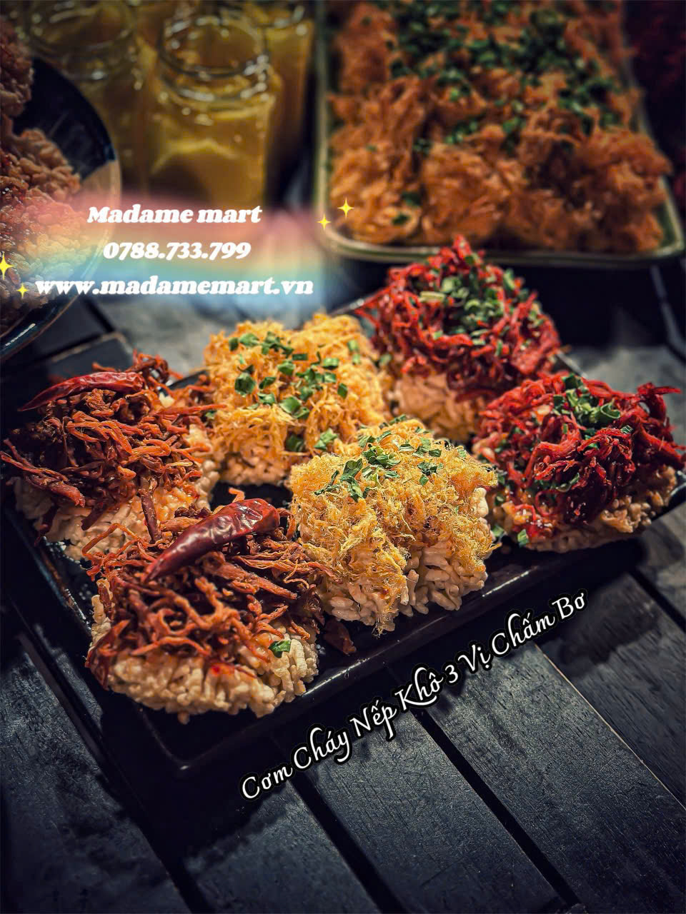 CƠM CHÁY NẾP KHÔ 3 VỊ CHẤM BƠ (SET)