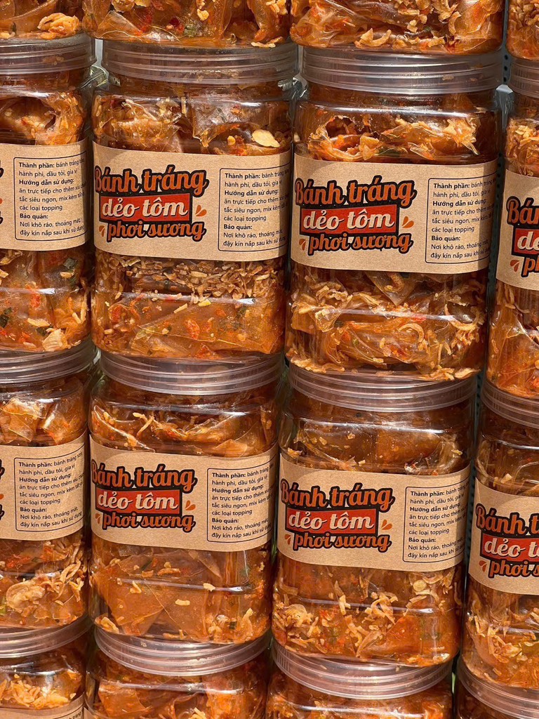 BÁNH TRÁNG DẺO TÔM PHƠI SƯƠNG (Hũ 400G)