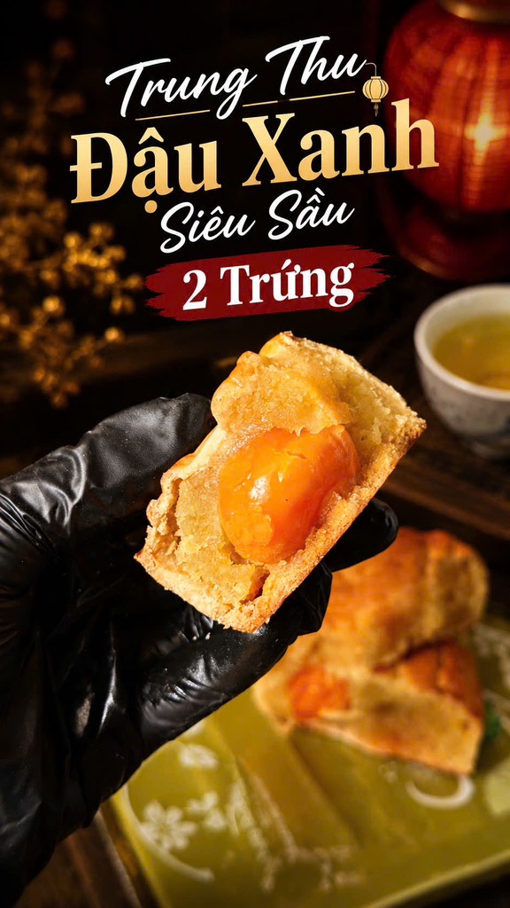 TRUNG THU ĐẬU XANH SIÊU SẦU 2 TRỨNG (cái 200-220gr)