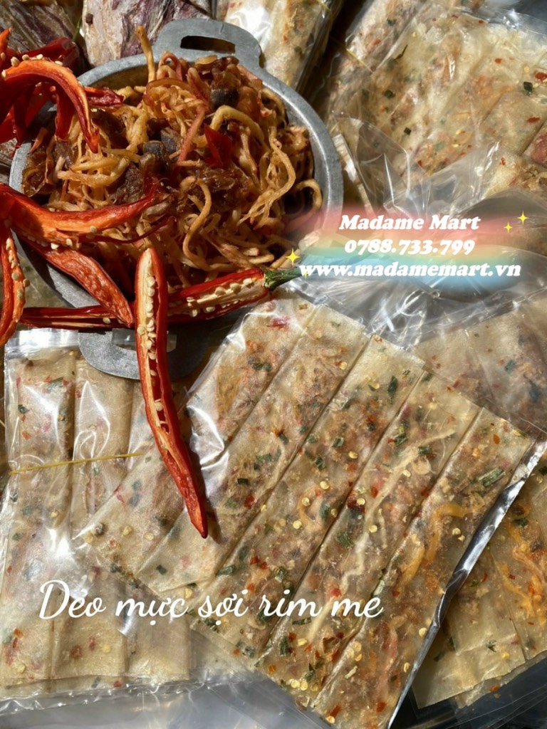 BÁNH TRÁNG DẺO KHÔ MỰC RIM ME (Xâu 10 bịch)