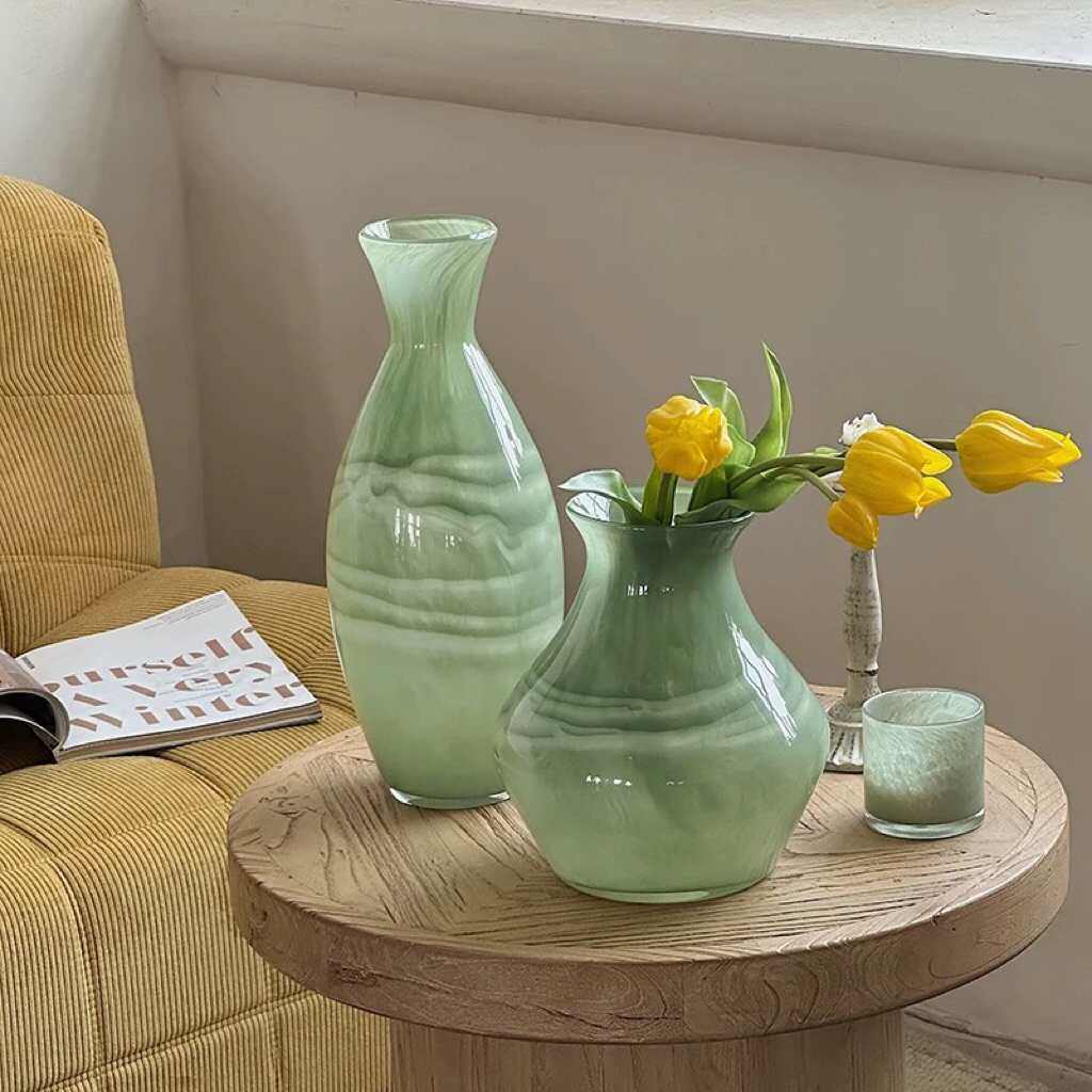 Bình hoa thuỷ tinh Green Cloud nhập khẩu cao cấp / Green Cloud Vase