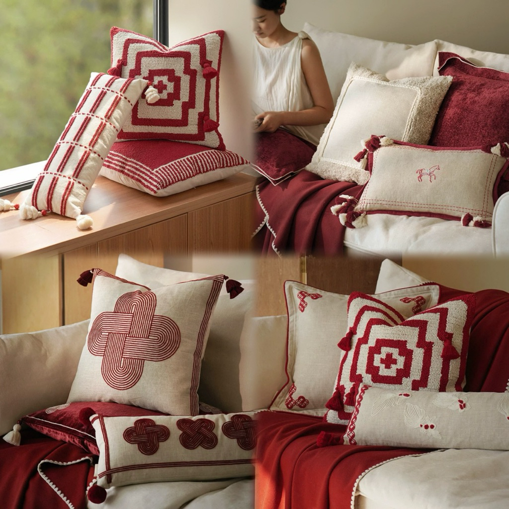 BTS gối decor tone đỏ BRIGITTE nhập khẩu cao cấp / BRIGITTE Pillow