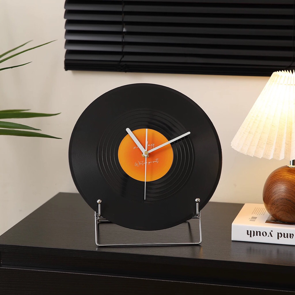 Đồng hồ để bàn Đĩa Than cổ điển nhập khẩu cao cấp / Vinyl Record Clock
