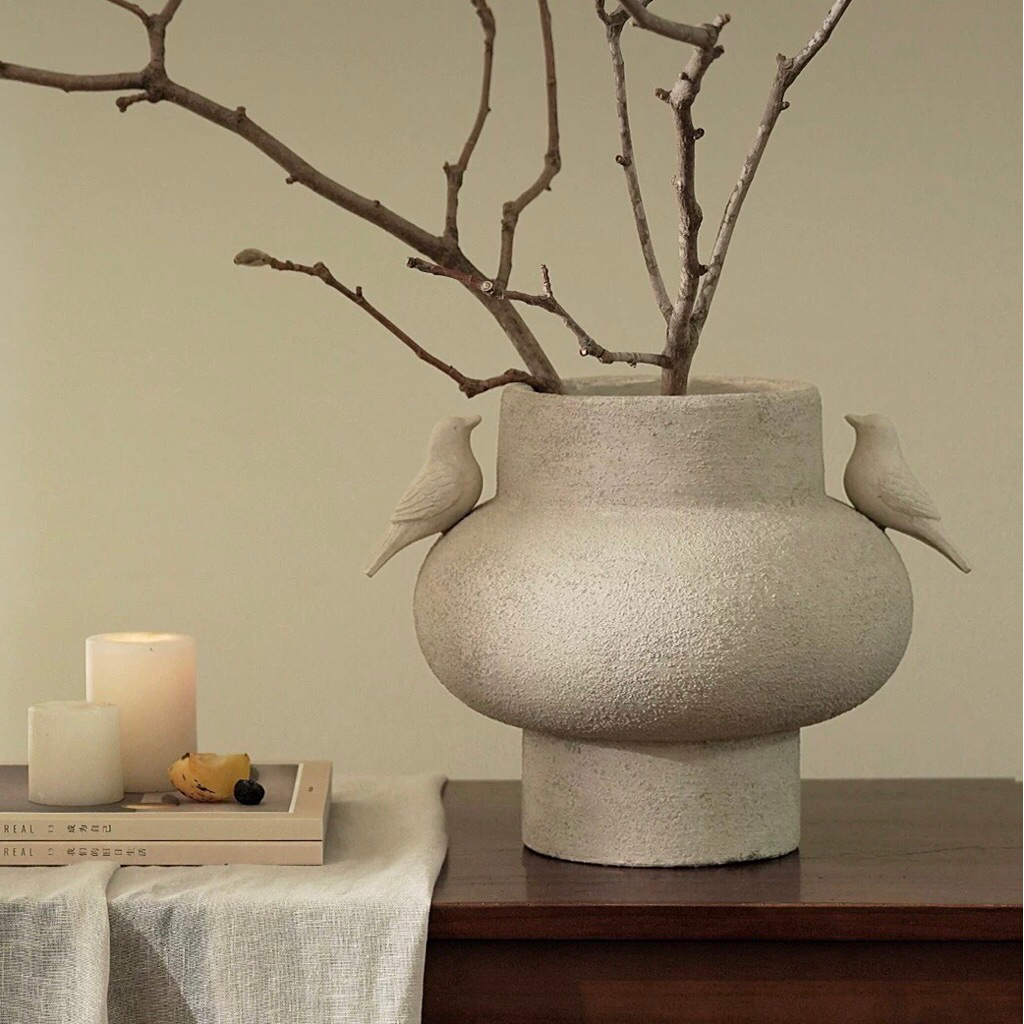 Bình hoa gốm Song Tước nhập khẩu cao cấp / Two Sparrows Vase