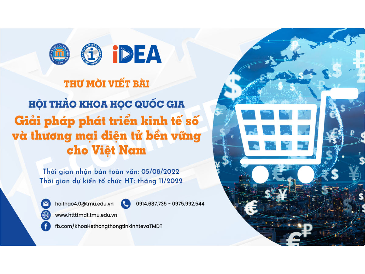 THƯ MỜI VIẾT BÀI HỘI THẢO KHOA HỌC QUỐC GIA “Giải pháp phát triển kinh tế số và thương mại điện tử bền vững cho Việt Nam”