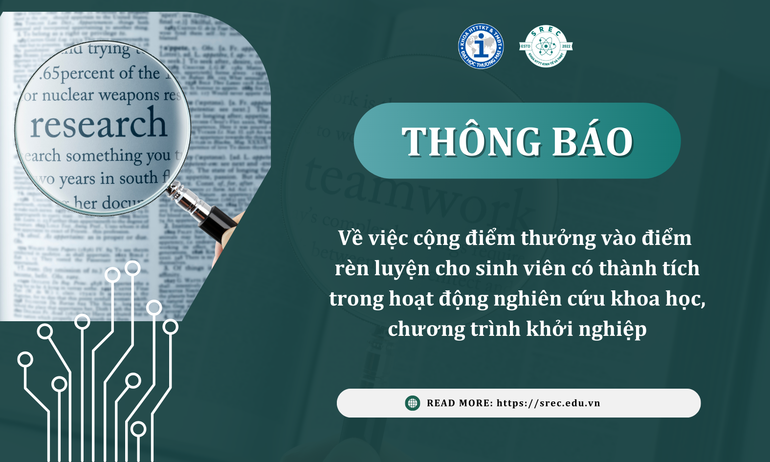 CỘNG ĐIỂM RÈN LUYỆN CHO SINH VIÊN CÓ THÀNH TÍCH NCKH VÀ KHỞI NGHIỆP