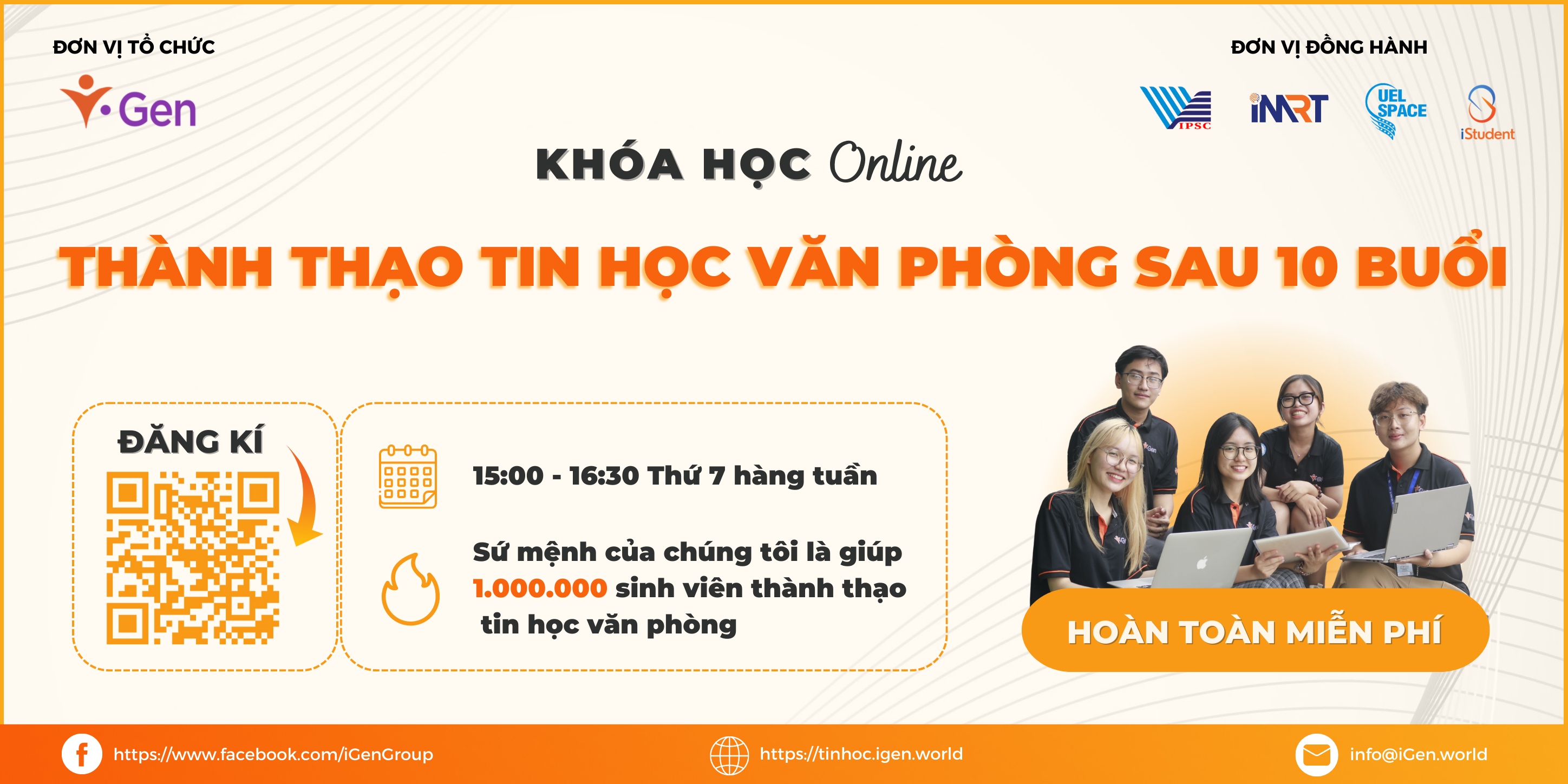 KHÓA HỌC ONLINE MIỄN PHÍ “THÀNH THẠO TIN HỌC VĂN PHÒNG SAU 10 BUỔI”