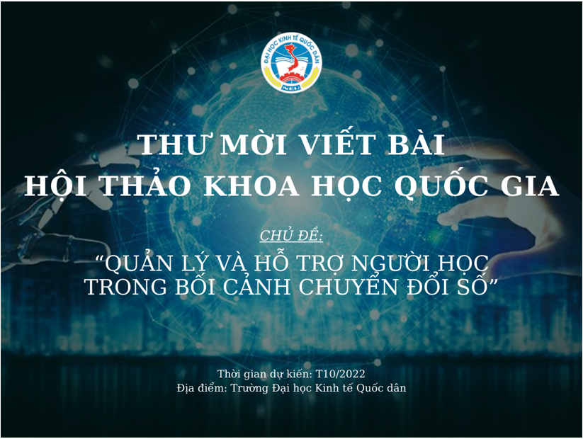 THƯ MỜI VIẾT BÀI HỘI THẢO KHOA HỌC QUỐC GIA