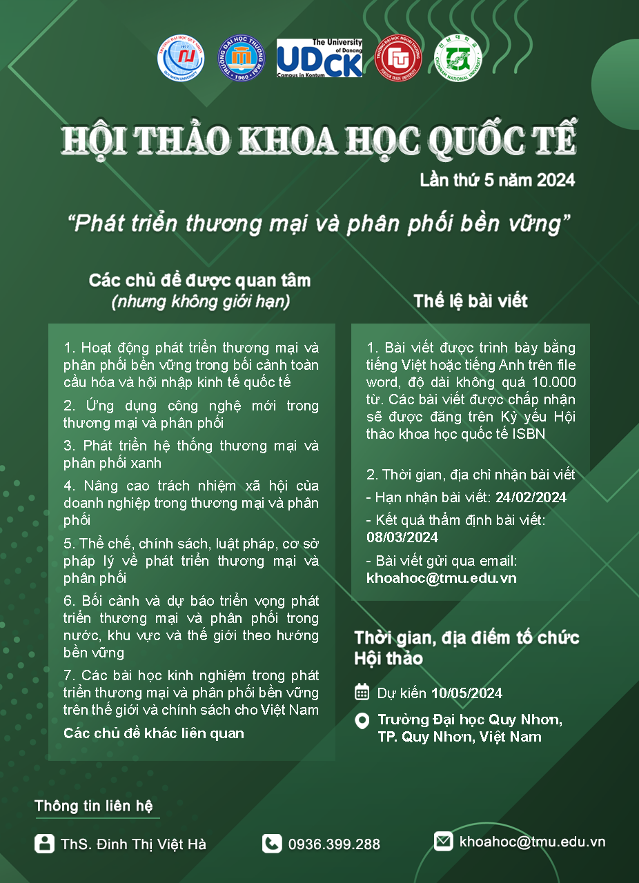 [HTTT] THƯ MỜI VIẾT BÀI HỘI THẢO KHOA HỌC QUỐC TẾ THƯỜNG NIÊN 