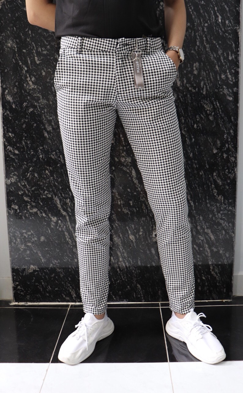 Quần Tây Nam Công Sở Caro Trắng Đen