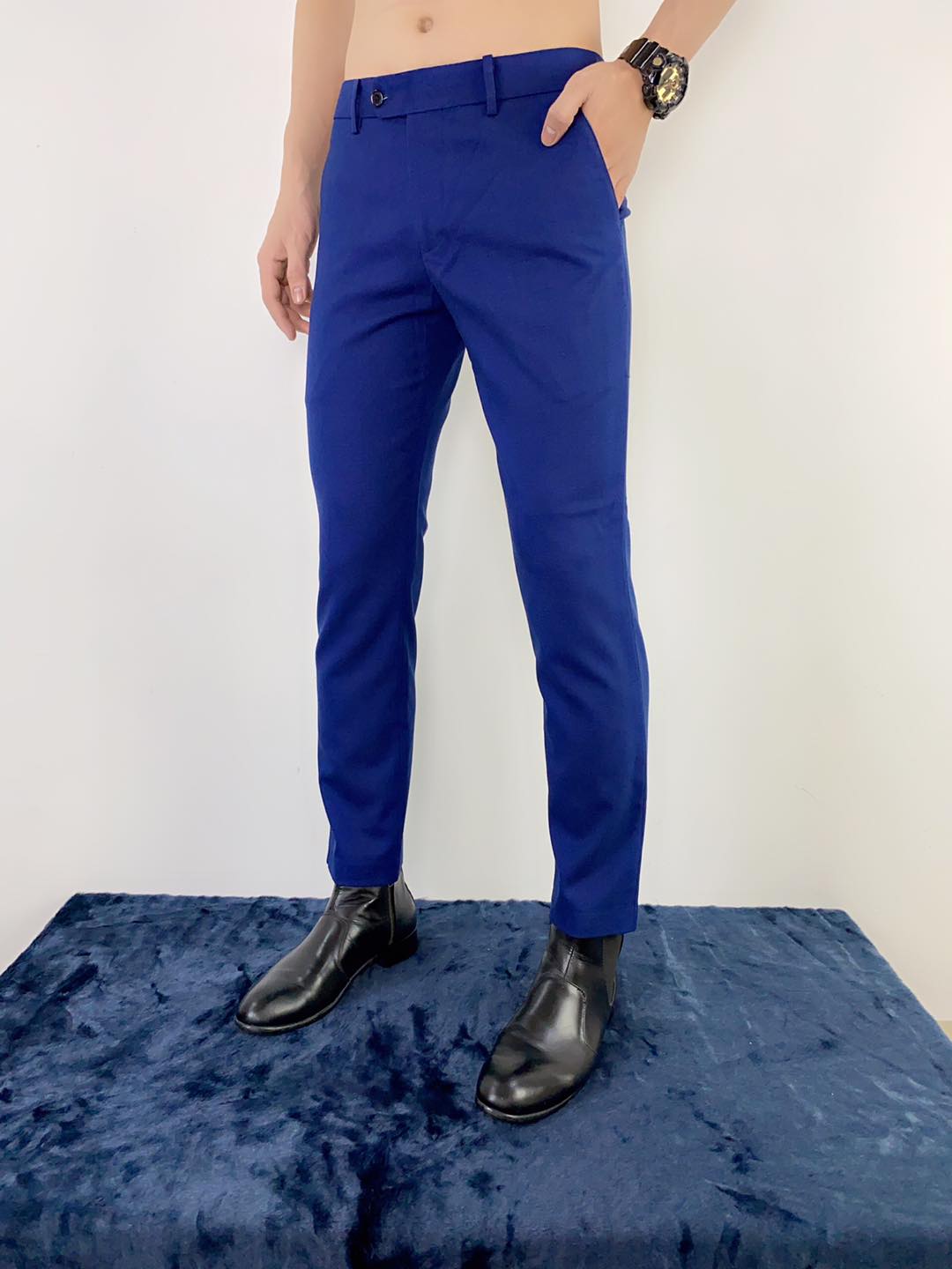 Quần tây tây body màu xanh coban