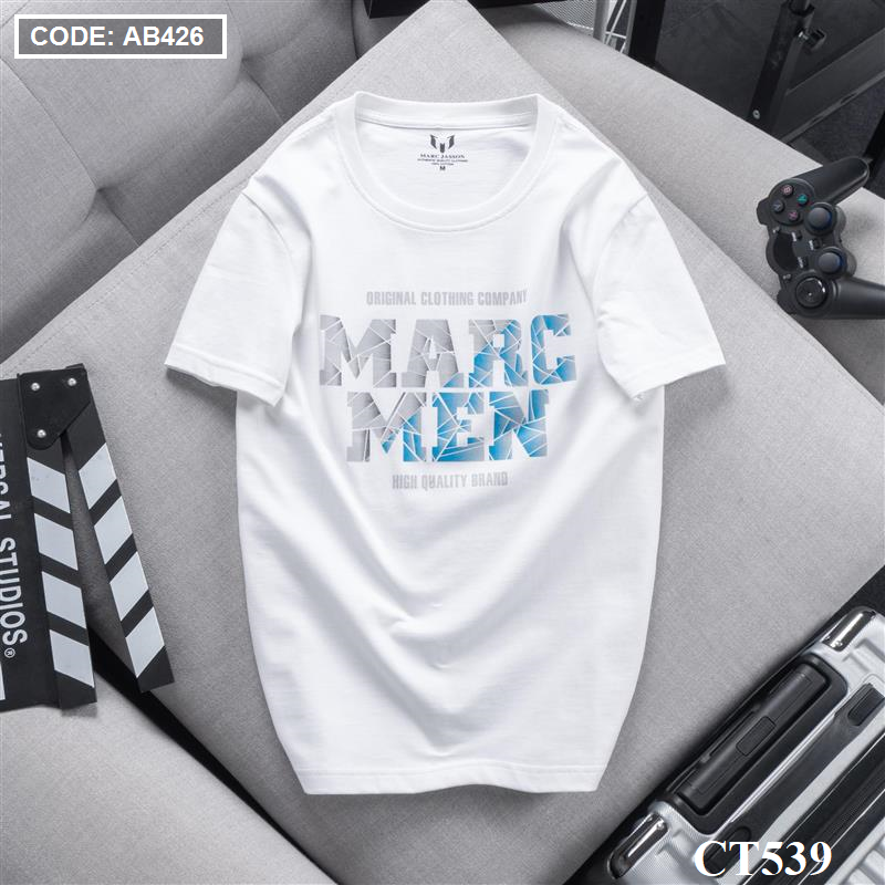 CT540 - Áo Thun Nam Cổ Tròn In Chữ MARC MEN Màu Đen