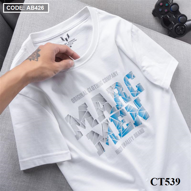 CT540 - Áo Thun Nam Cổ Tròn In Chữ MARC MEN Màu Đen