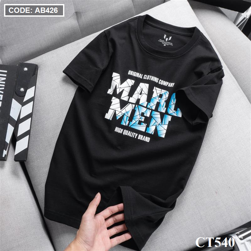 CT539 - Áo Thun Nam Cổ Tròn In Chữ MARC MEN Màu Trắng