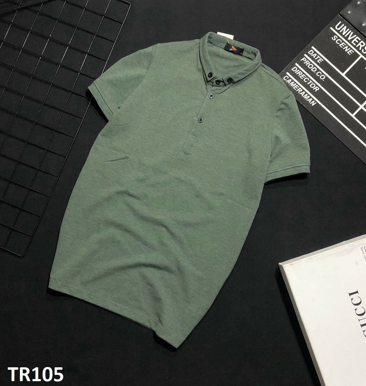 Áo Thun Cá Sấu Cổ Trụ Xanh Rêu TR105