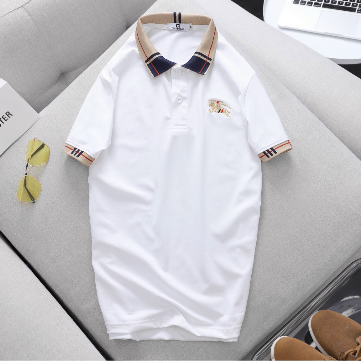 Áo Thun Cá Sấu Phối Viền Logo Thêu