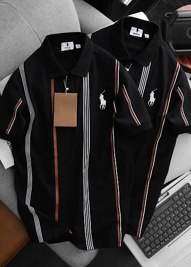 CS7968 - Áo Polo Nam Phối Màu Đen Phối Sọc Dọc Lịch Lãm Sang Trọng