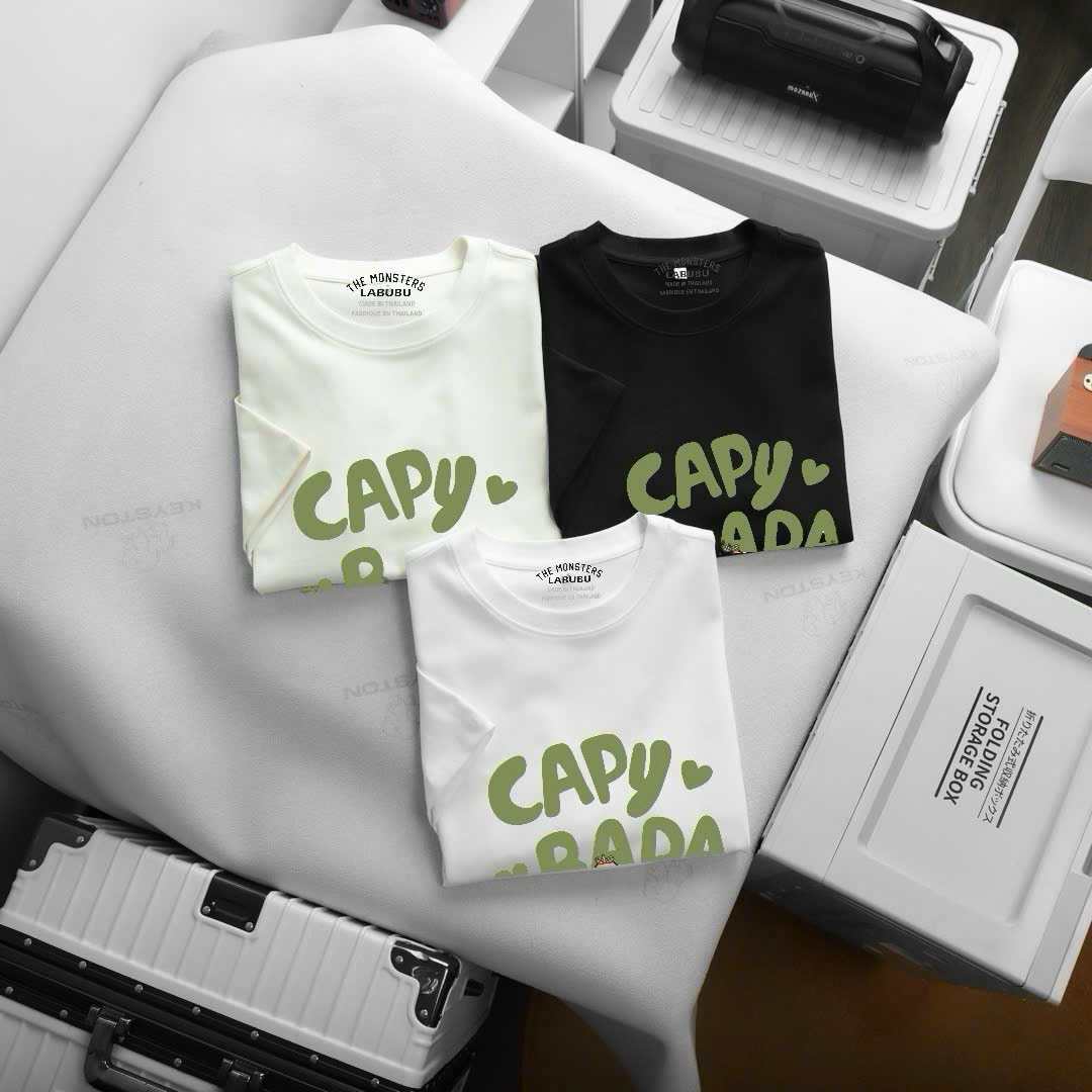 Áo Thun Tay Ngắn Cổ Tròn CAPY BARA Màu Đen