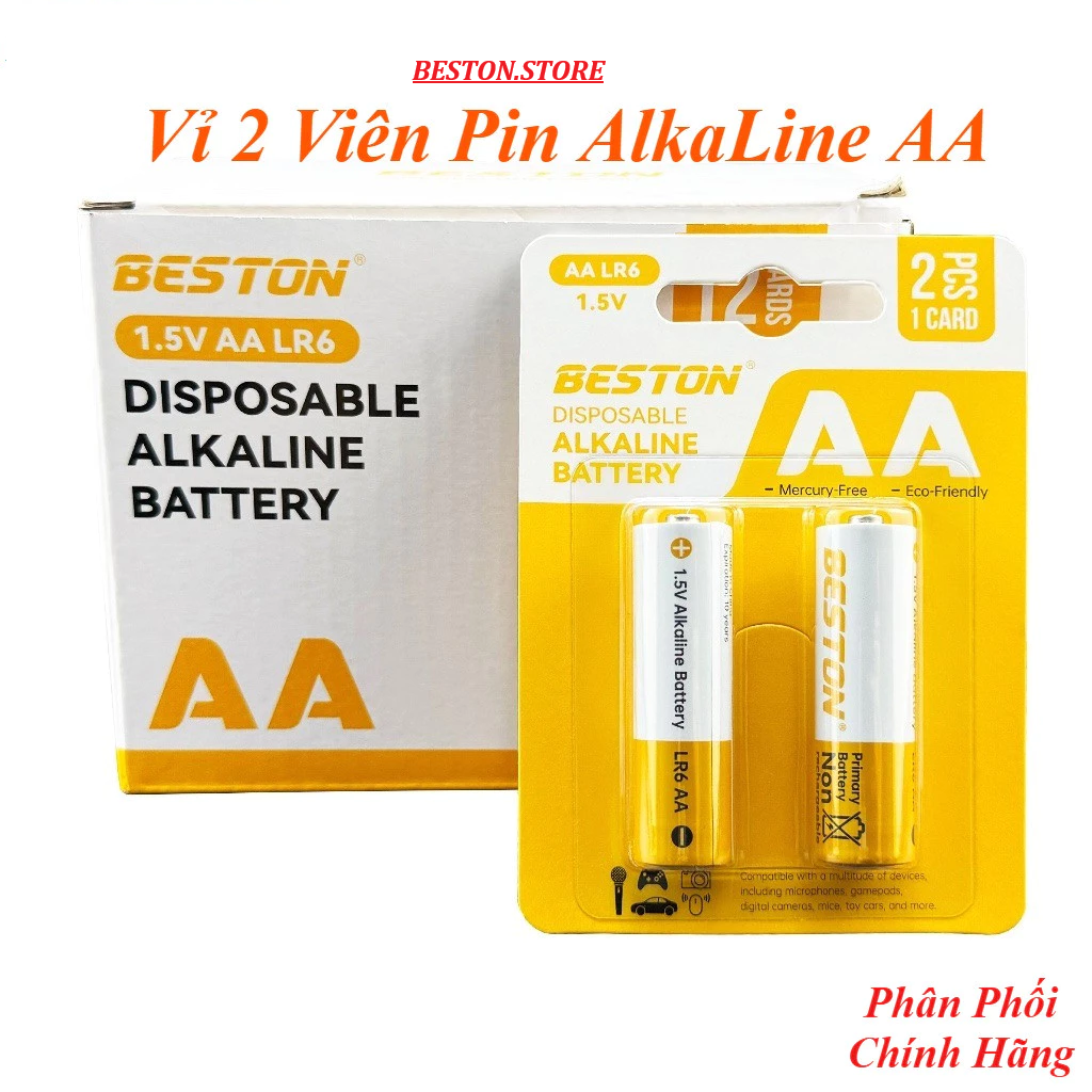 Vỉ 2 pin Alkaline Beston AA LR6- 2P