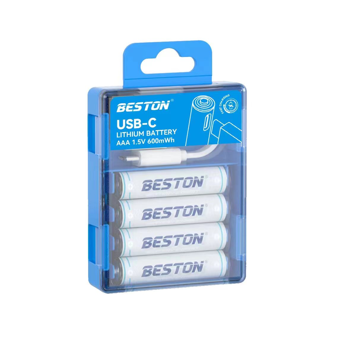 Beston Vỉ 4 Pin Sạc 1.5V USB Type C- AAA 600mWh/400mAh Li-ion 3AC-18