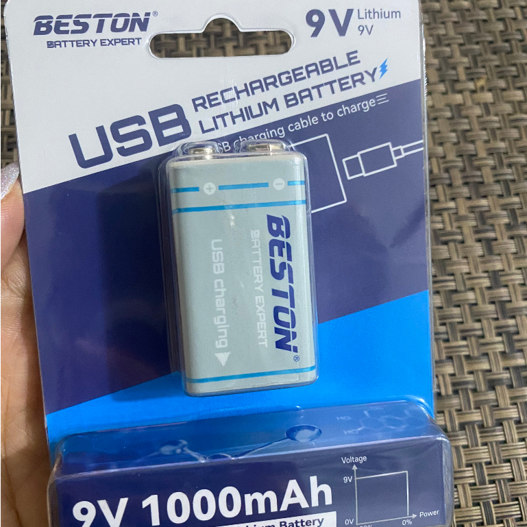 Pin sạc 9V Lithium Beston cổng sạc trực tiếp micro USB (type C) 9VC-10VC