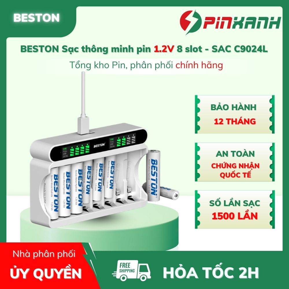 BESTON Sạc thông minh pin 1.2V 8 slot - SAC C9024L