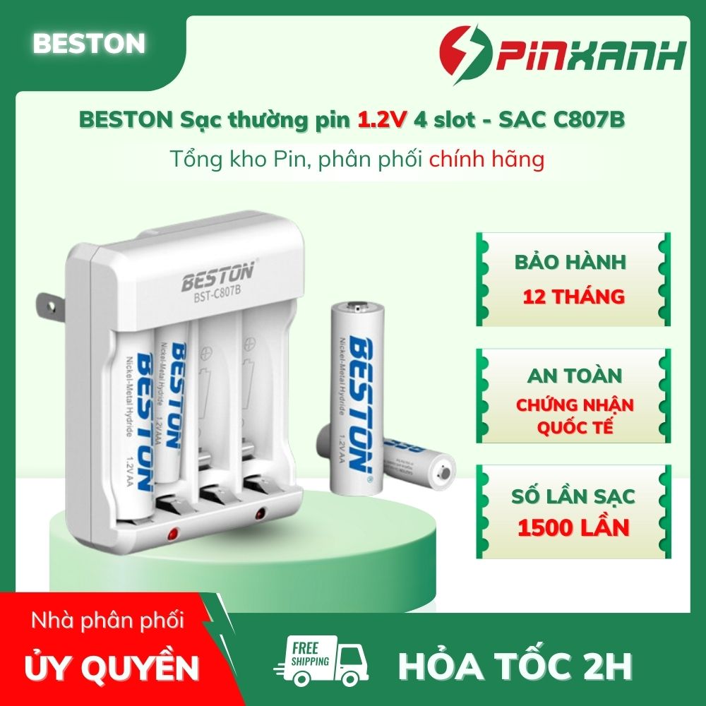 BESTON Sạc thường pin 1.2V 4 slot - SAC C807B