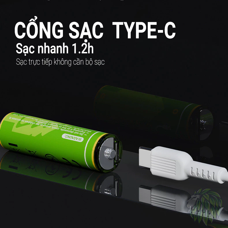 Pin sạc 2AC-80 1.5V Lithium hộp 04 viên sạc trực tiếp cổng usb type C 3000mWh