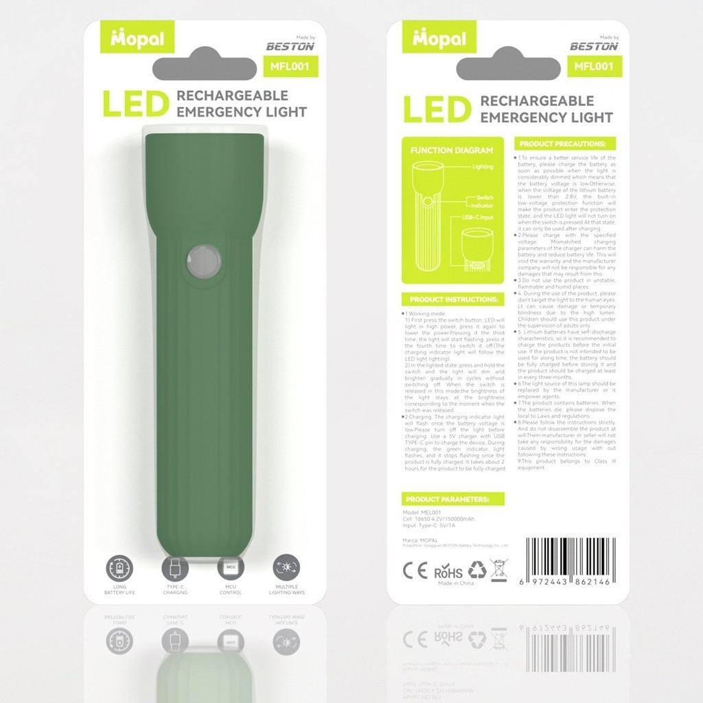 Đèn pin sạc LED mini Mopal MFL001
