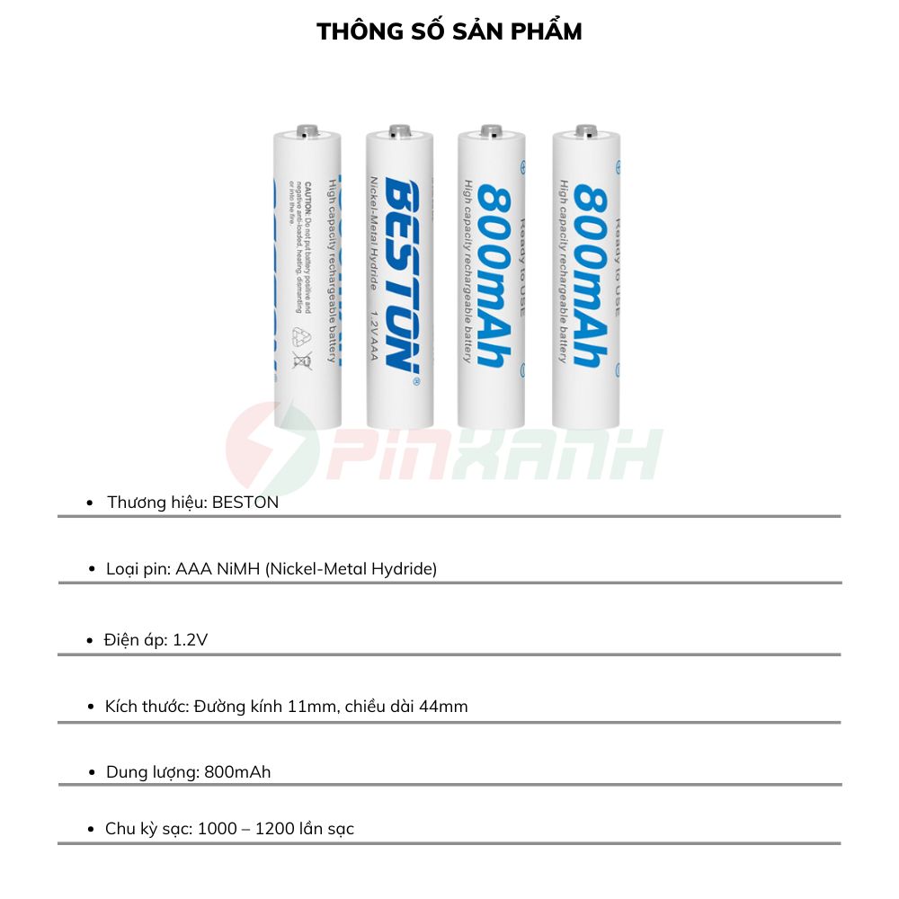 BESTON Pin sạc 1.2V - PINAAA800mAh