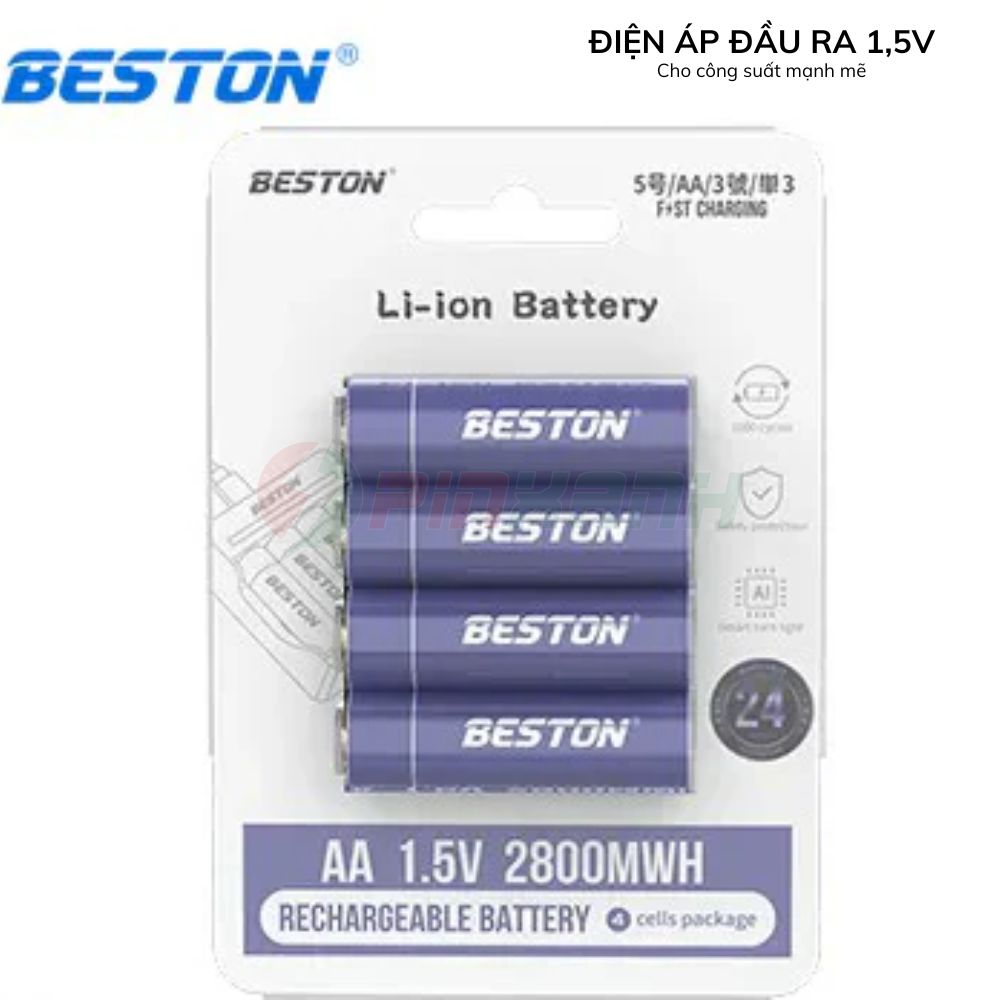 BESTON- Vỉ 4 viên pin sạc 1.5V (2AN-75) dùng lượng 2800mwh