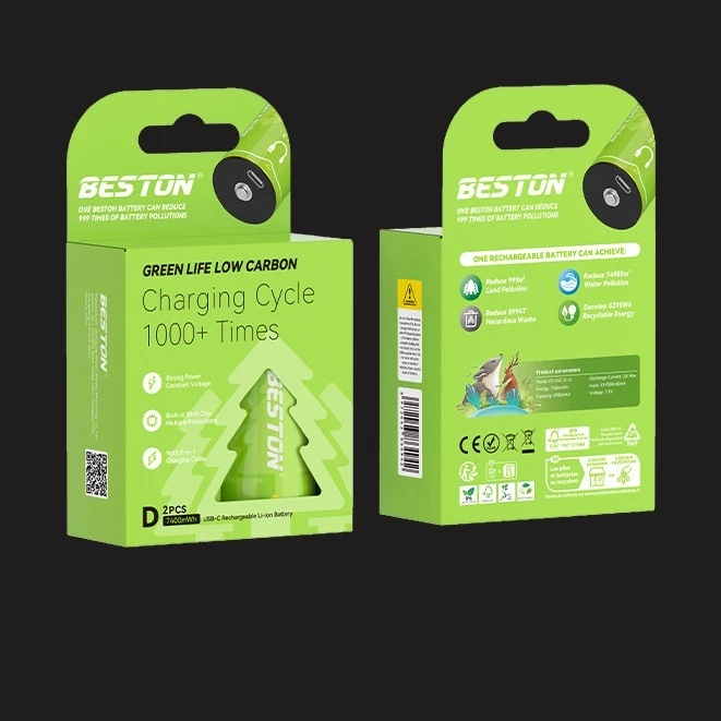 Pin đại Beston 1.5V 7400mWh cổng sạc USB- cỡ D dùng cho đèn pin, bếp ga, thiết bị công nghiệp