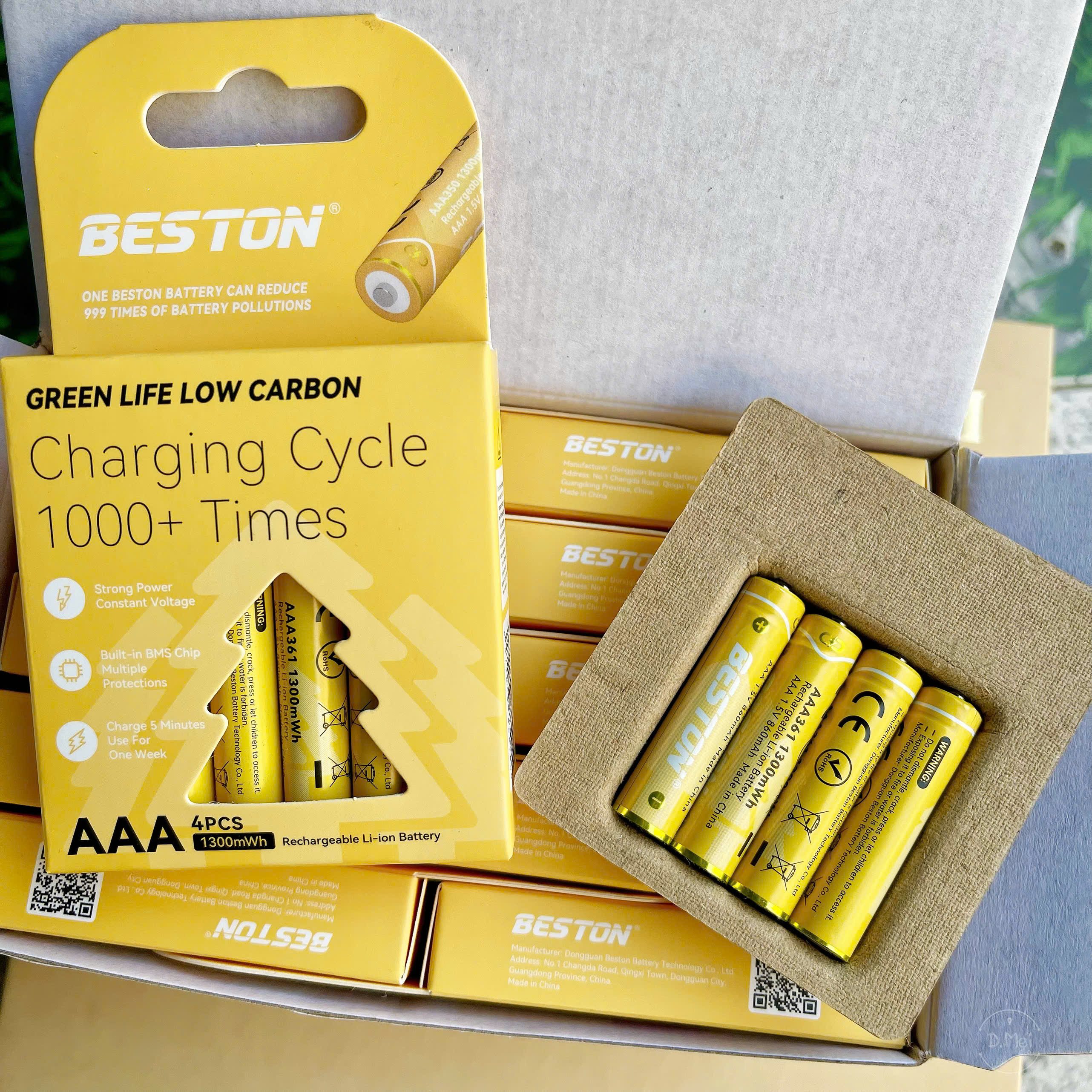 Hộp 4 pin sạc 2A 3A 1.5V Beston - AAA-1300mWh