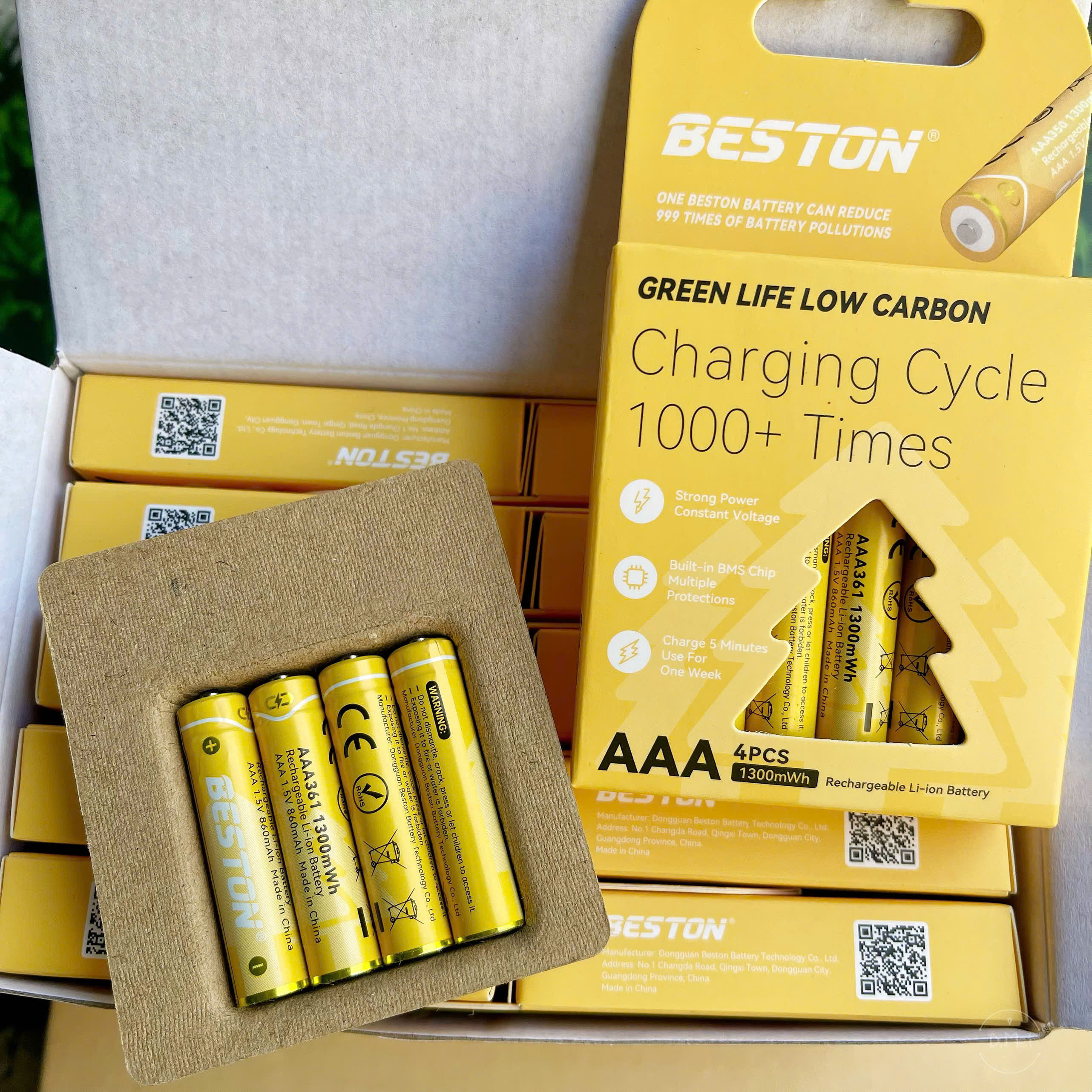 Hộp 4 pin sạc 2A 3A 1.5V Beston - AAA-1300mWh