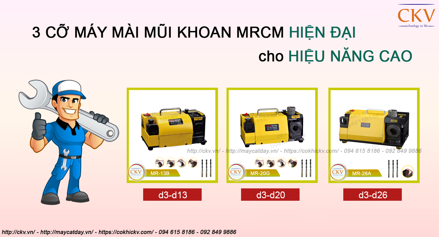 Máy mài mũi khoan MRCM - 3 cỡ máy mài mũi khoan phổ biến