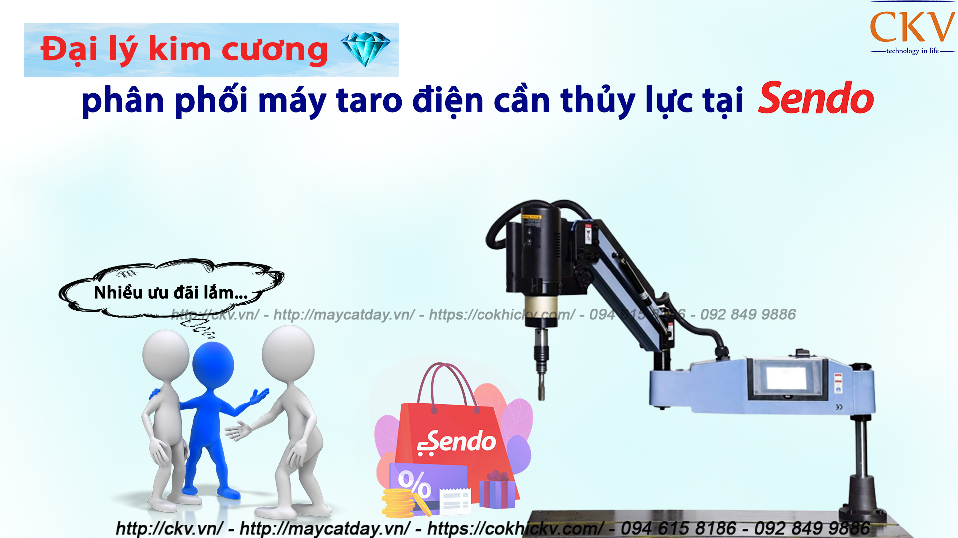 Đại lí kim cương tổng phân phối máy taro điện cần thủy lực tại Sendo