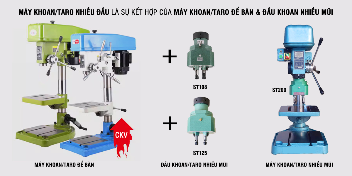 Máy khoan & taro nhiều đầu: Giải pháp tối ưu cho gia công cơ khí chính xác