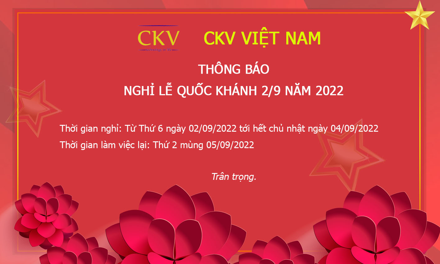 Thư thông báo nghỉ lễ Quốc khánh mùng 2/9 CKV Việt Nam