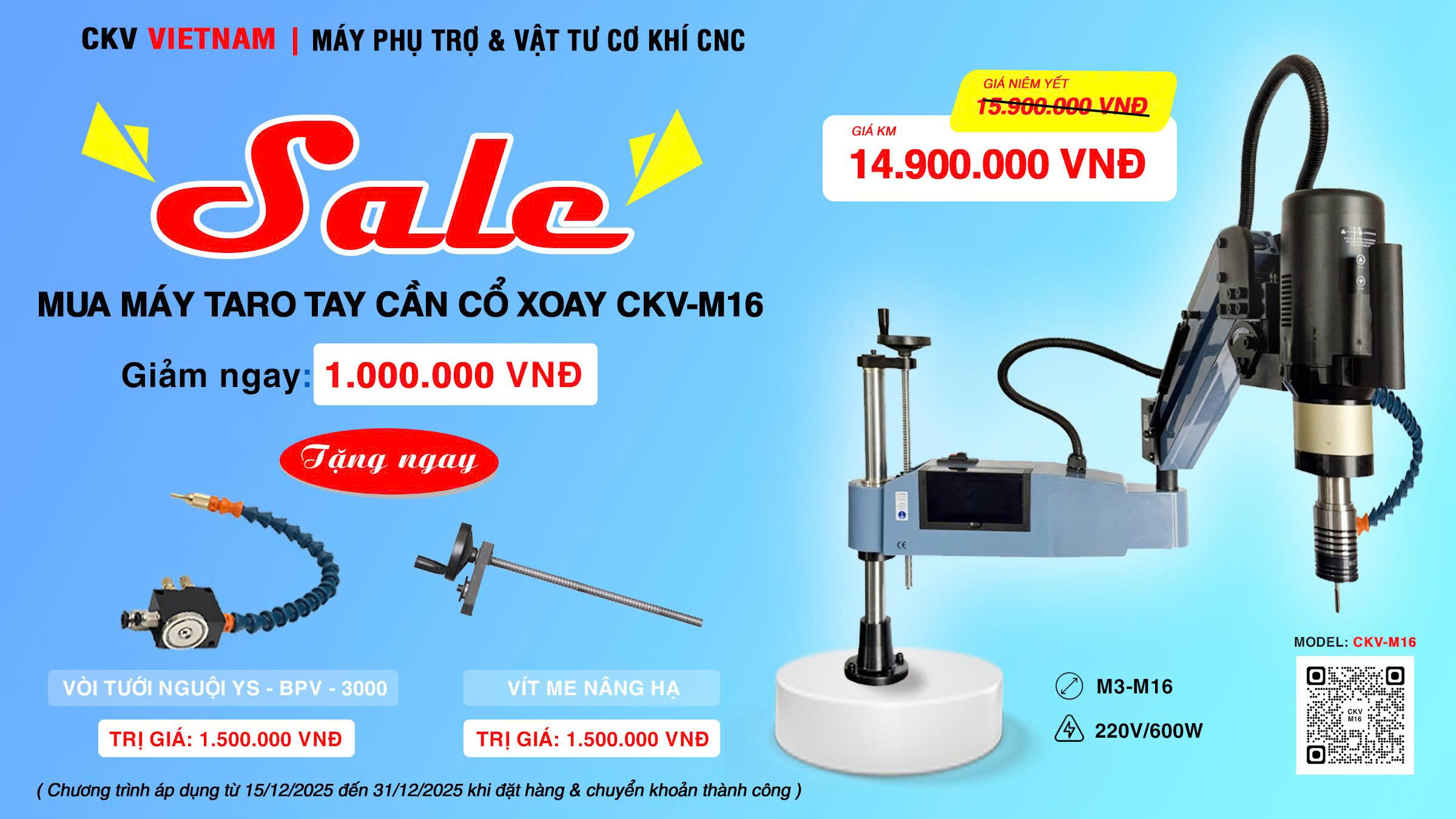 ƯU ĐÃI KHỦNG CUỐI NĂM – SỞ HỮU MÁY TARO CKV-M16 VỚI GIÁ CỰC HỜI! 