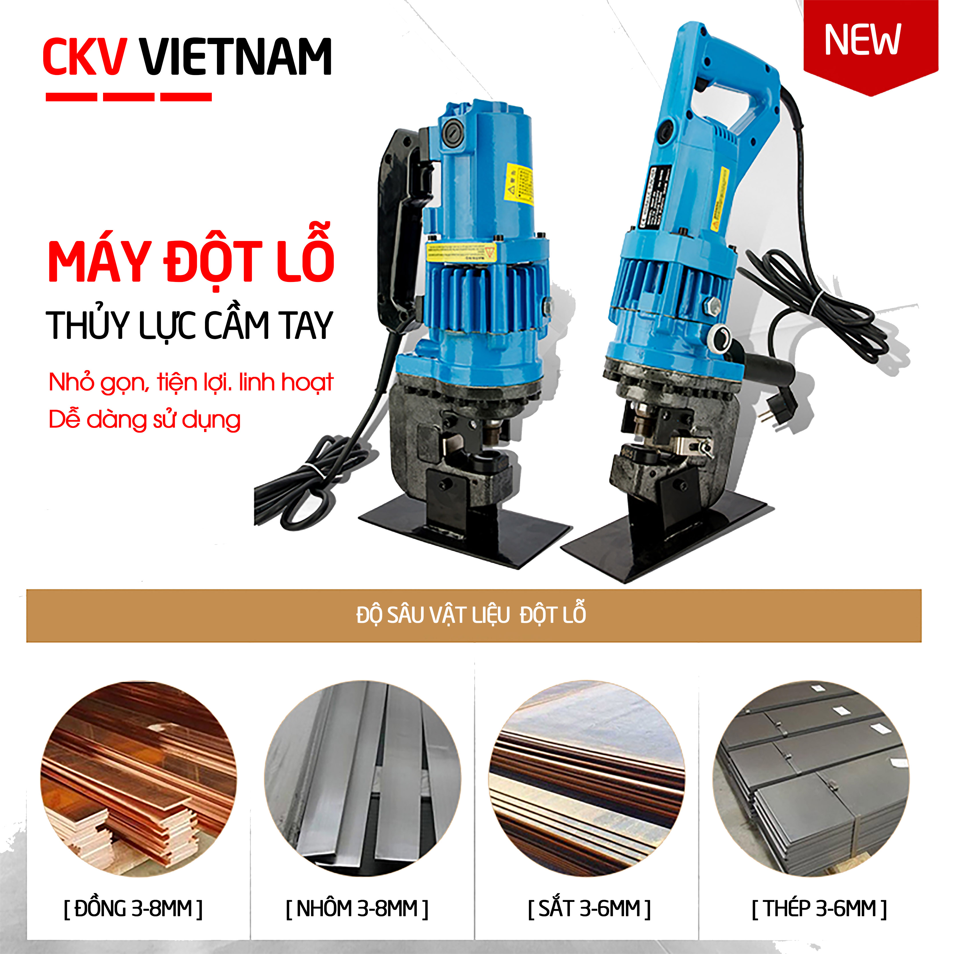 Máy đục lỗ thủy lực gia công nhiều loại vật liệu