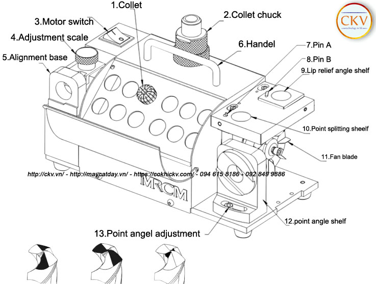 Cấu tạo chi tiết Máy mài mũi khoan MRCM MR-13D