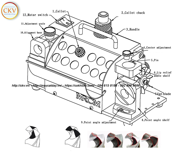 Cấu tạo chi tiết  Máy mài mũi khoan MRCM MR-20G