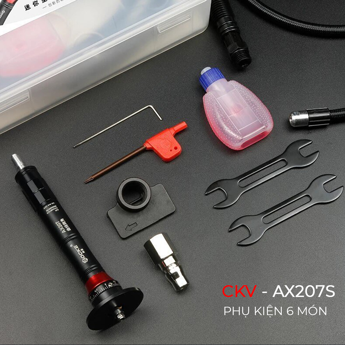 Bút vát mép CKV-AX207S chạy khí nén kèm phụ kiện