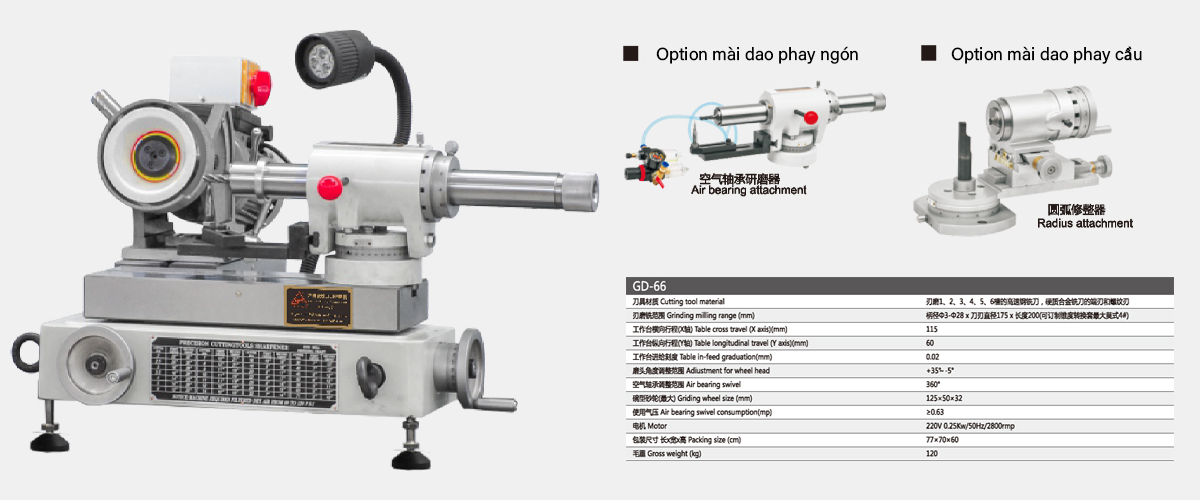 Thông số & option tùy trọn máy mài đa năng GD-66