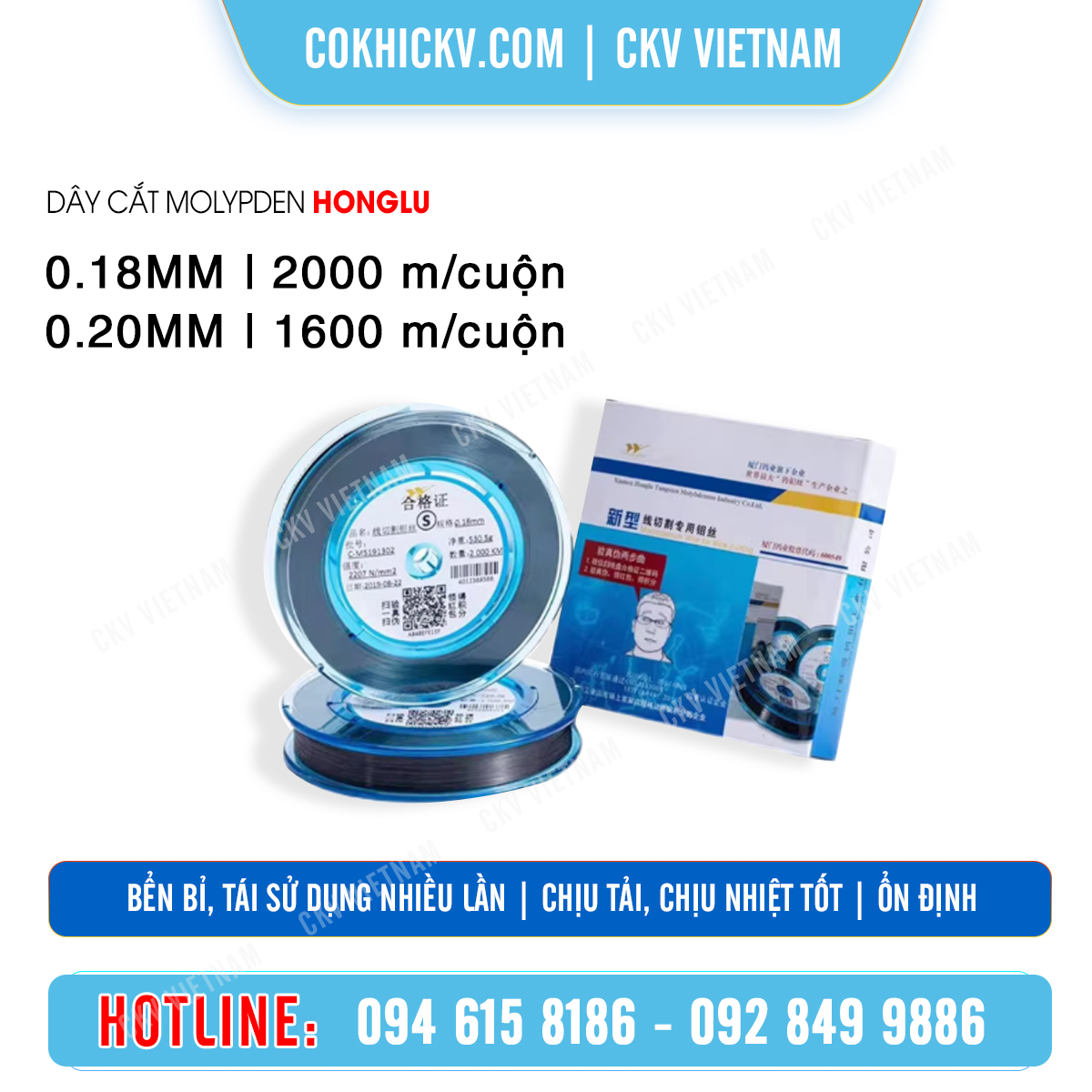 Dây cắt Molyden Honglu bền bỉ, chịu tải, chịu nhiệt tốt