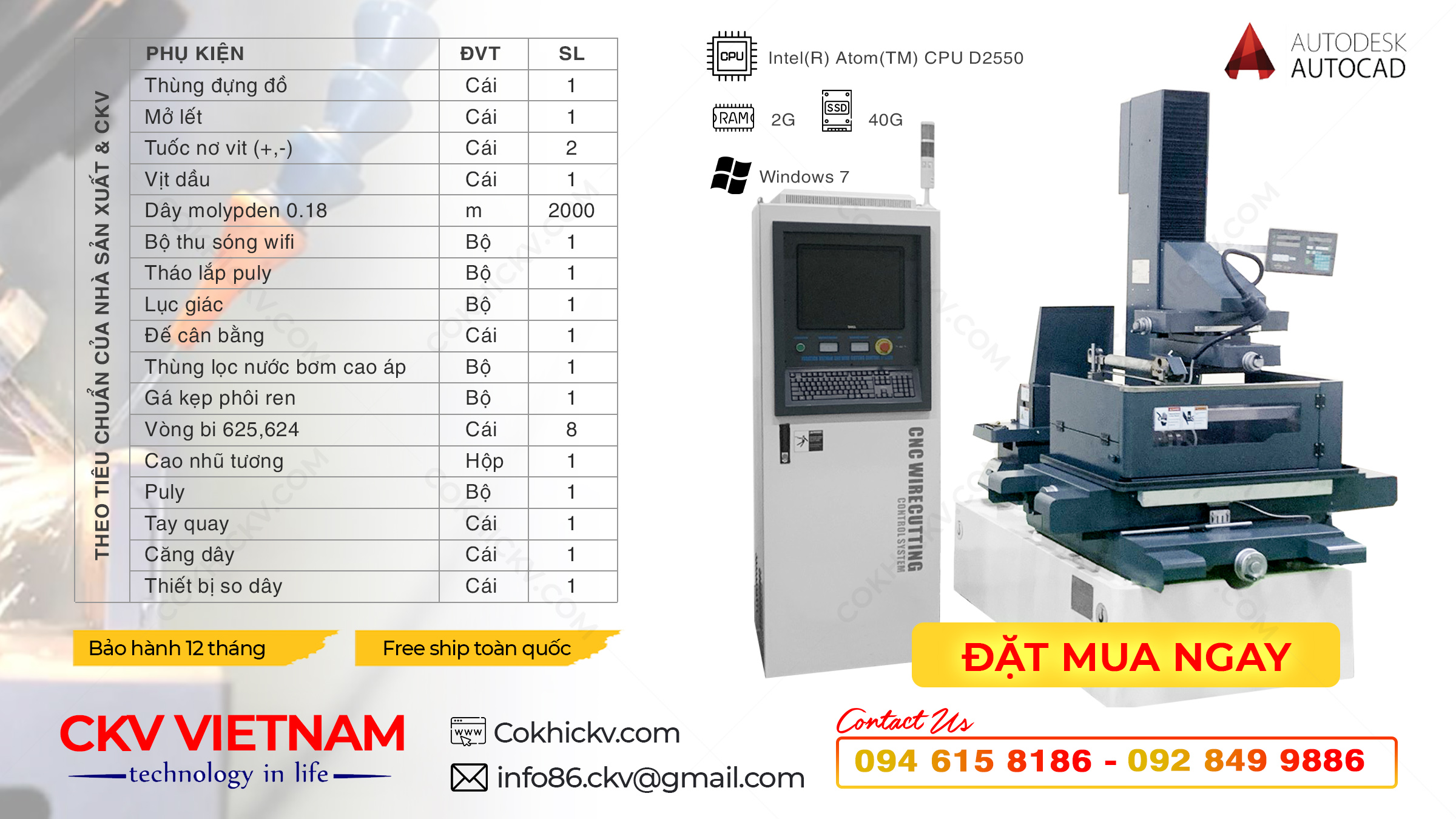 Phụ kiện theo máy cắt dây CNC