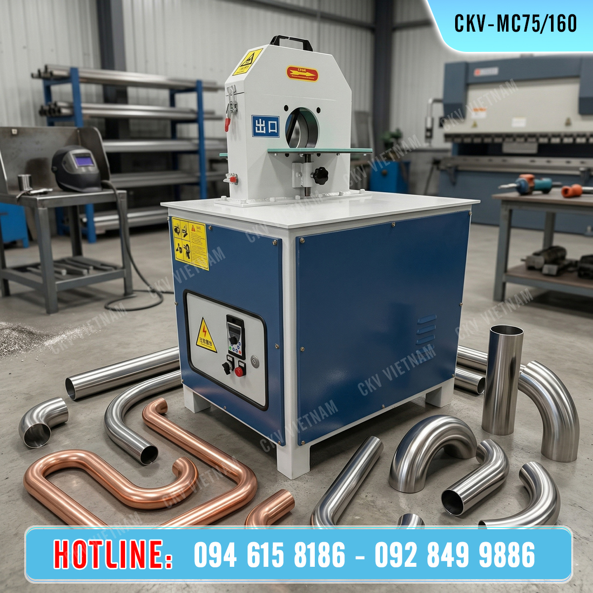 Máy mài. tẩy xước, đánh bóng ống kim loại dạng cong CKV-MC75/160